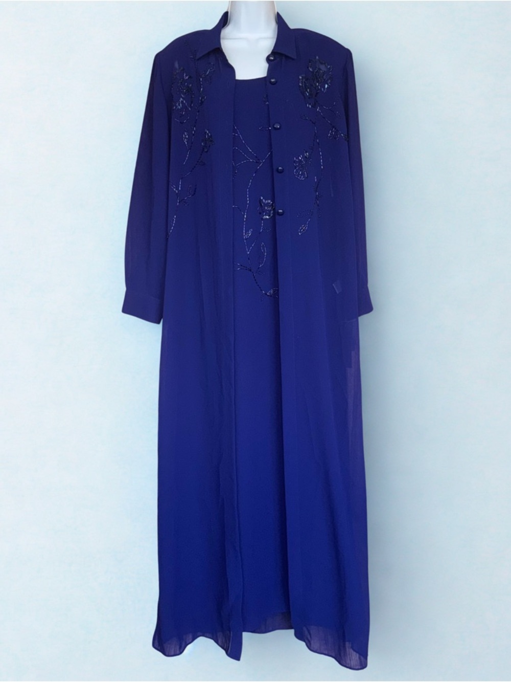 Darren Z Blue Beaded Dress with Jacket